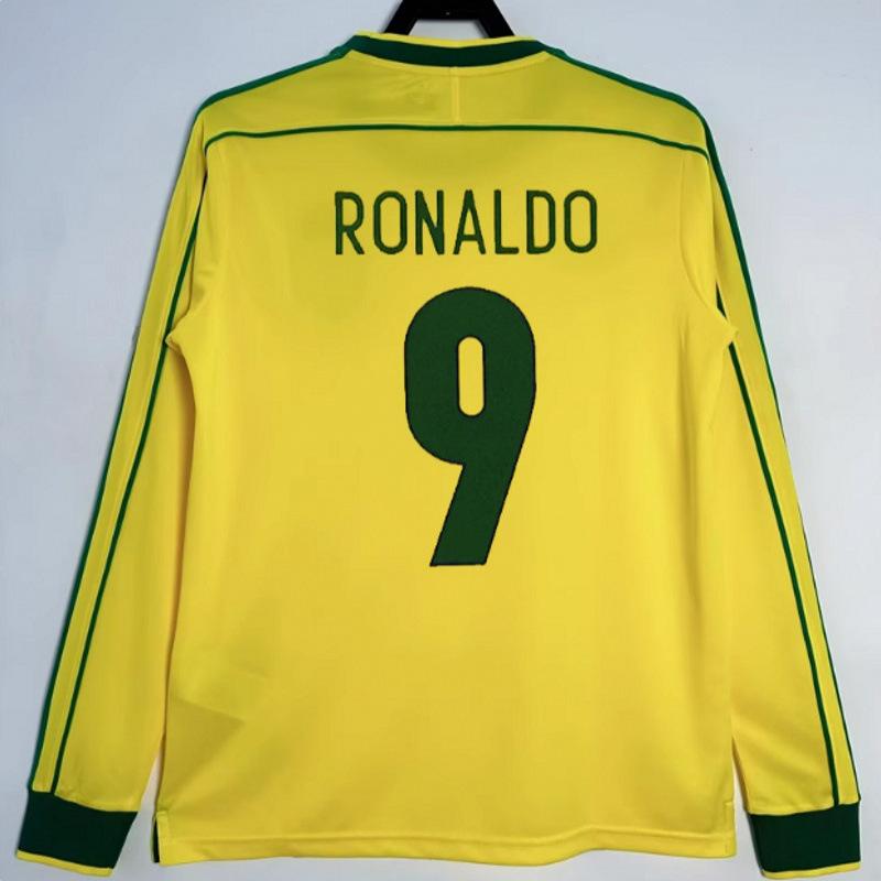 98 France Vintage Brazil Portugal Argentina England Long Sleeve Print Retro jersey