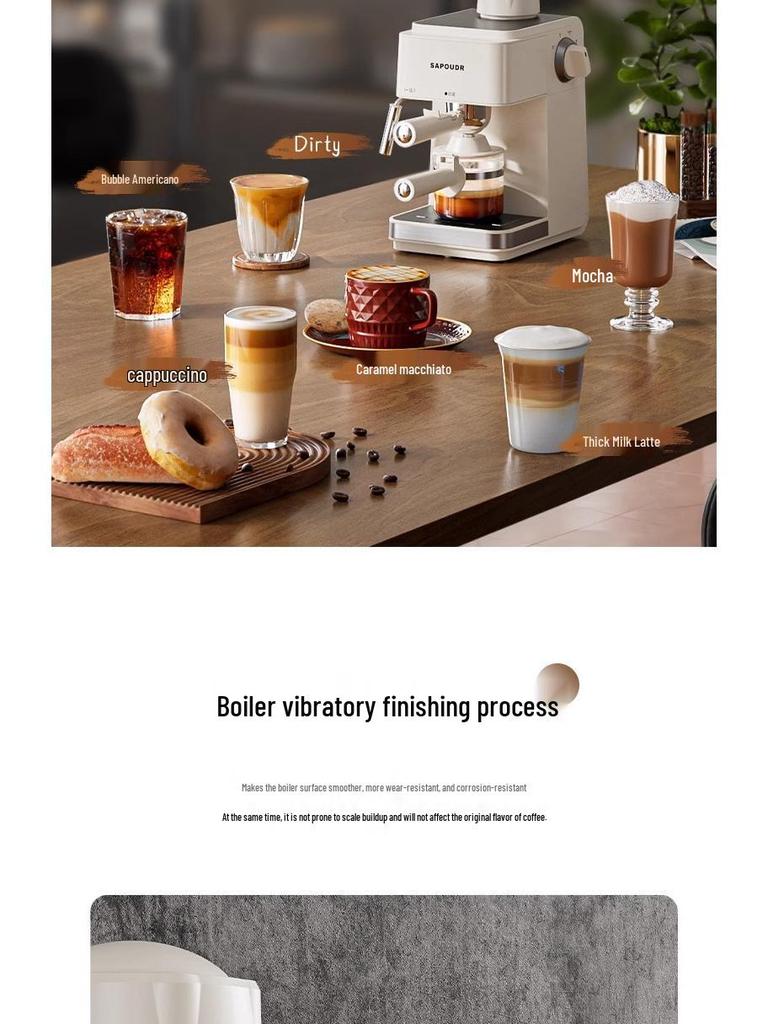 Retro Włoski Ekspres do Espresso ze Spieniaczem do Mleka - Półautomatyczny, Idealny do Użytku Domowego