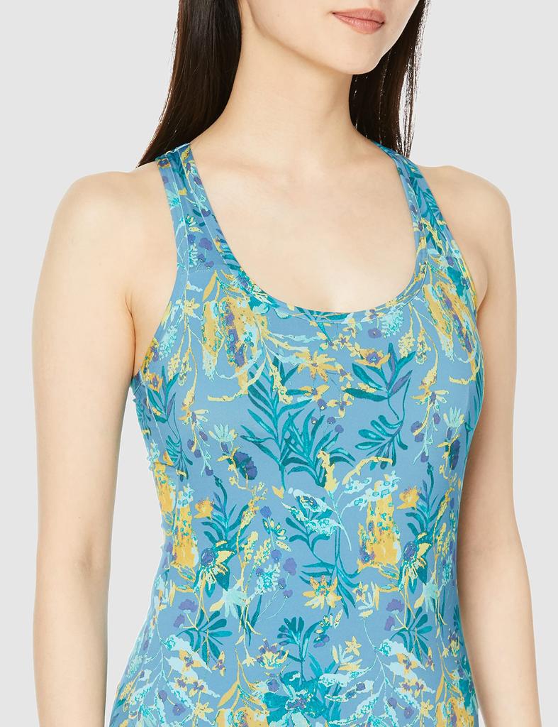 Atsugi Clear Beauty Active Yoga Yoga Botanical Stretch Back Cross Teal Blue Shirt, Pattern, Fit, Cup, Women's,