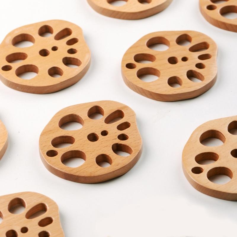 Lotuses Root Slices Cup Pad Wooden Lotuses Trivet With Heat Insulation For Coffee Cups And Home Decoration