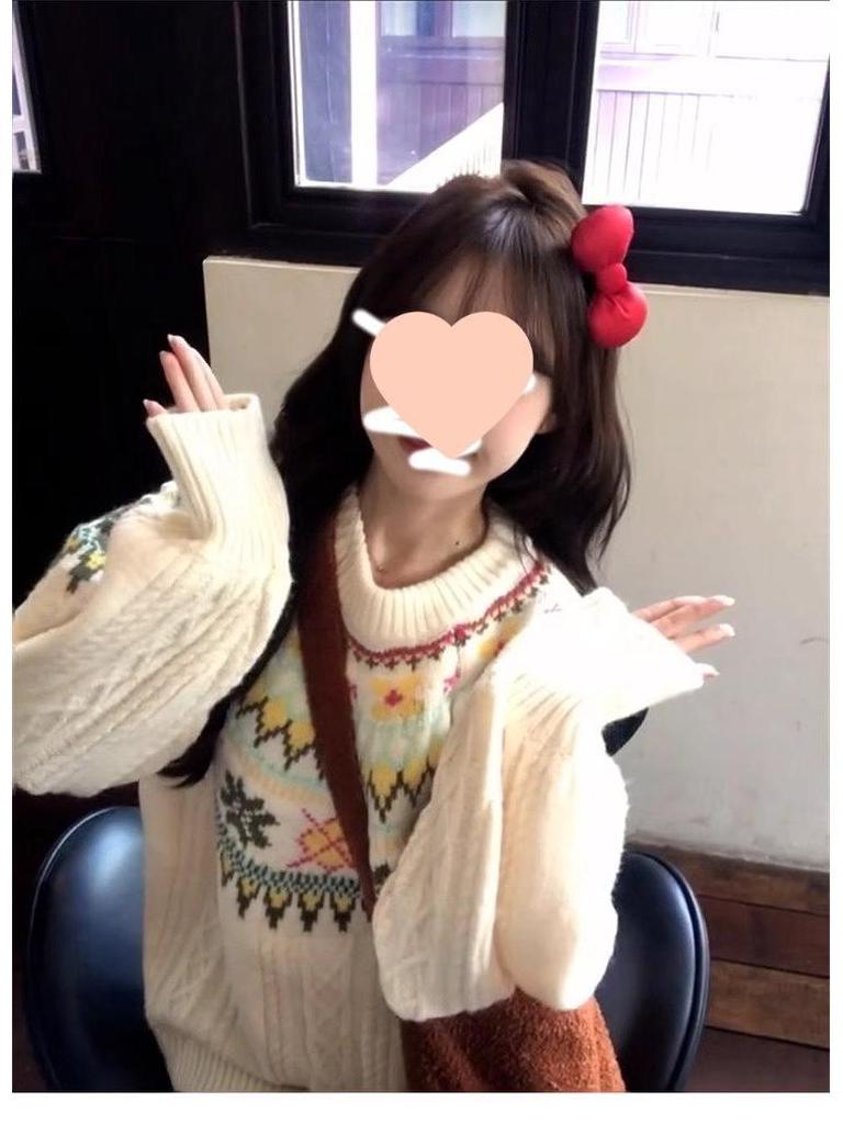 Women's Fair Isle Crew Neck Pullover Sweater - Spring/Summer Loose Fit Knit Top