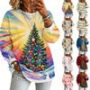 Dame Casual Jul Print Langærmet Hals Pullover Top med Design