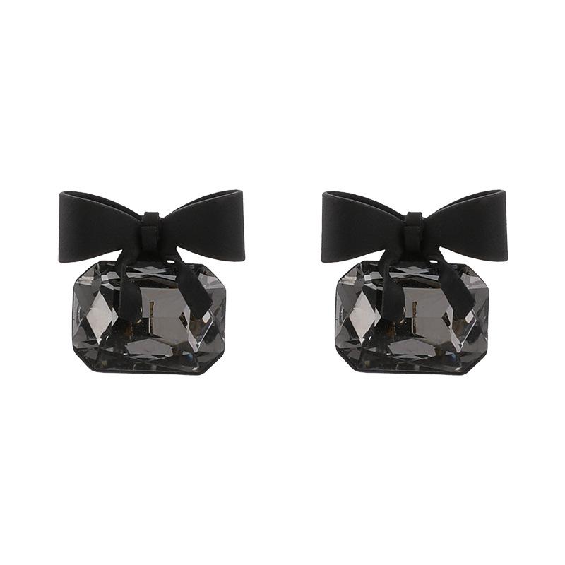 jewelry fashion Black Bowknot Cube Crystal Earring Square bow Earrings for Women Pretty gift