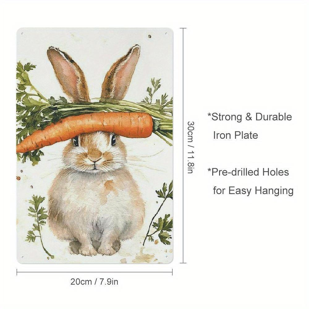 

x Easter Bunny Iron Sign Adorable Rabbit Wall Art for Spring Home Decor Perfect Easter Gift 20x30cm（7.8x11.8inch）