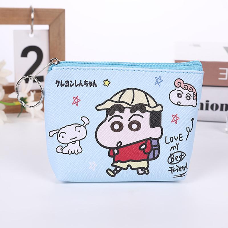 Crayon Shinchan Coin Purse Cute Anime Student Wallet Cartoon Travel Wallet Keychain Key Charger Storage Bag Gift