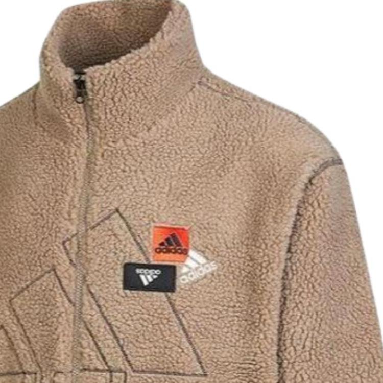 Adidas Jednobarevná bunda se stojáčkem a dlouhým rukávem pro muže, svrchní oděv, hnědá HN8954