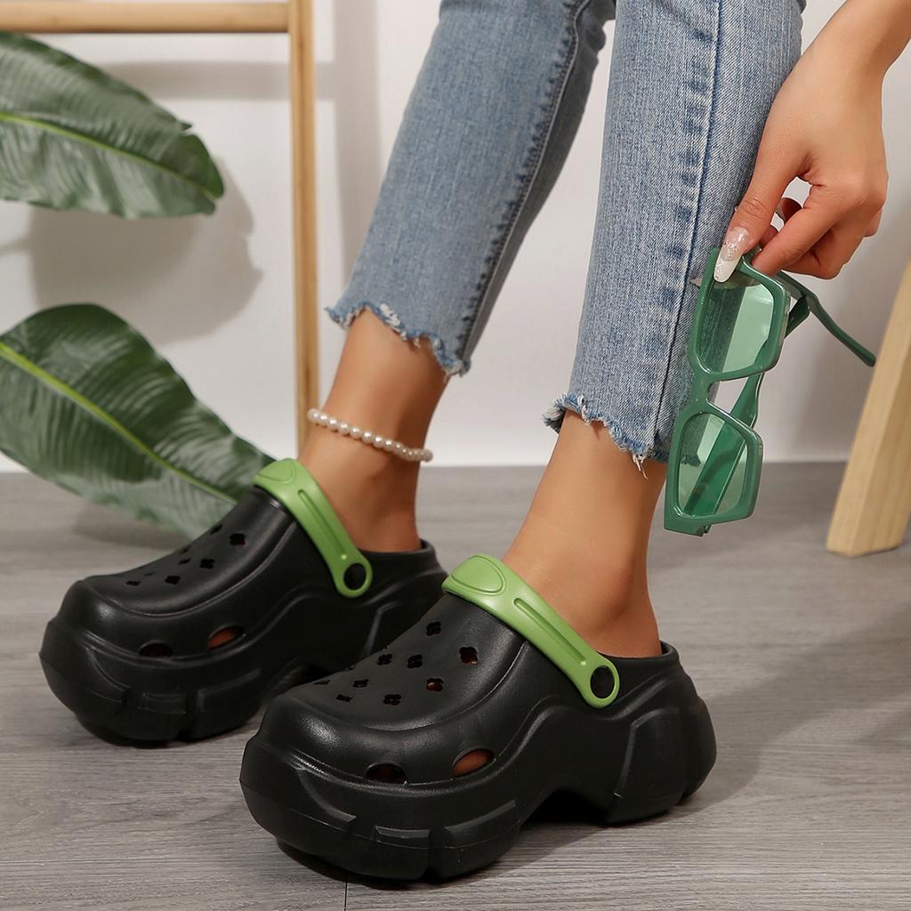 Mode Damen Plateau-Slipper Geschlossene Zehenpartie Rutschfeste Strandsandalen Frau Leichte Designer-Schuhe Hausschuhe zum Hineinschlüpfen Pantoletten Damen