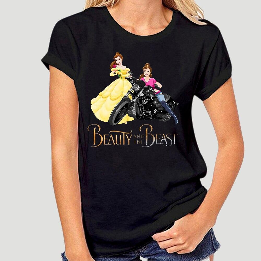 

Красавица и чудовище Белль и байкер Девушка Мужская футболка Черный хлопок S A