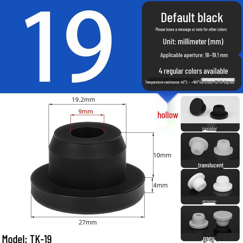 Black High-Temperature Resistant T-Shaped Silicone Stopper - Round Hole Rubber Gasket & Shock-Absorbing Blind Plug