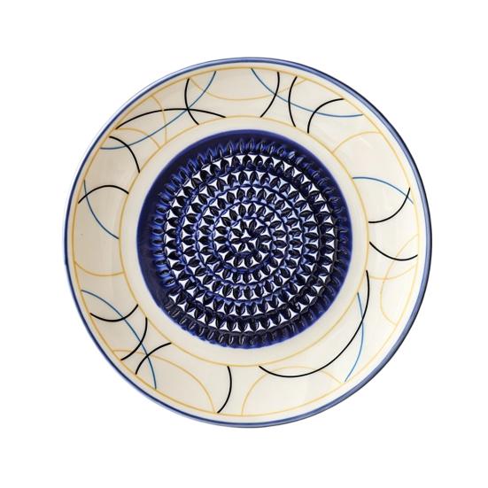 Ceramic Garlic Grinder Plate Bowl, Manual Ginger Fruit Zester Grater Dish, All-in-One Prep Mixing Serving Tray, Modern Minimalist Kitchen Tool