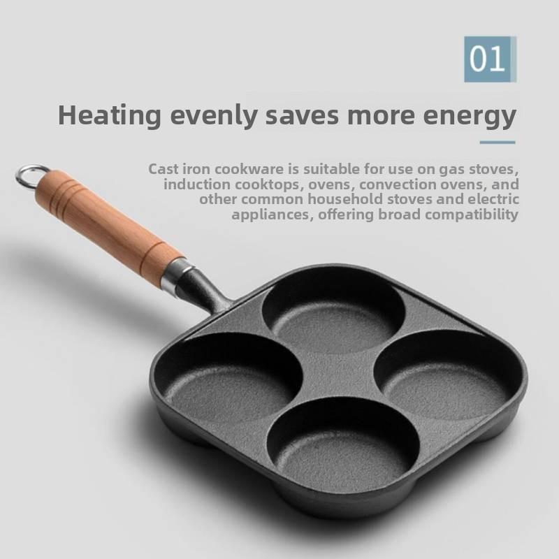 Cast Iron Hole Egg Pan Nonstick Breakfast Cooking Tool For Home Use