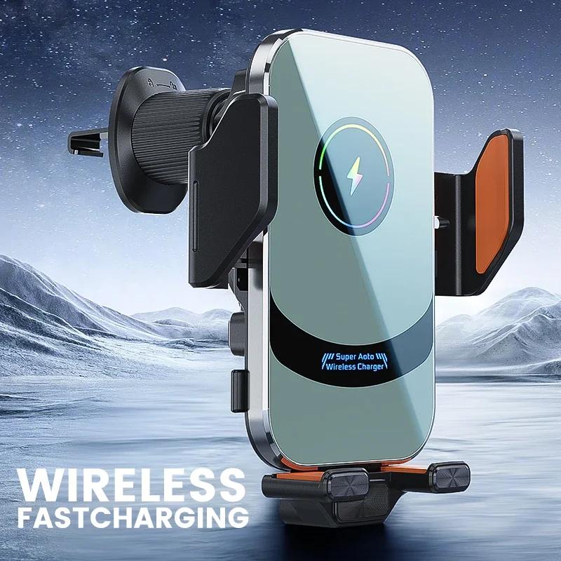 Car Air Outlet Phone Wireless Charger Air Vent GPS Holder For iPhone 16 15 14 13 12 Pro Max Samsung Xiaomi Fast Charging Station