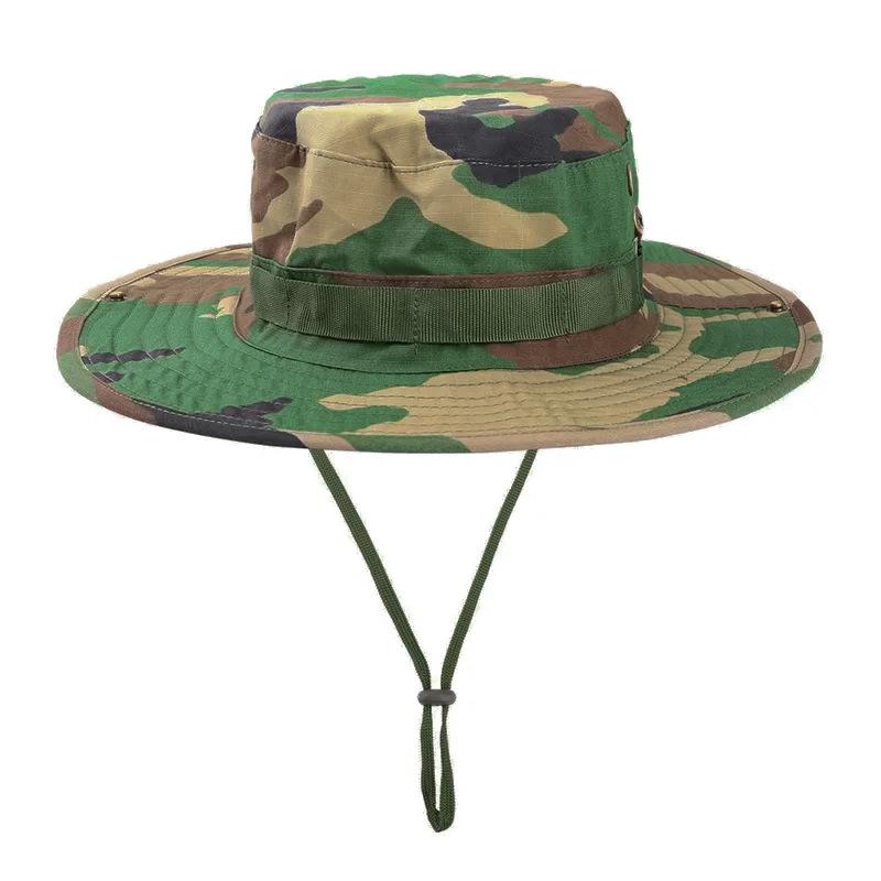 Adjustable Camo Safari Bucket Fishing Boonie Hat Camo Camouflage Boonie Hat With String