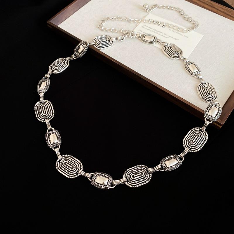 Mary European and american metal oval lace waist chain - minimalist chic, trendy, and versatile belt