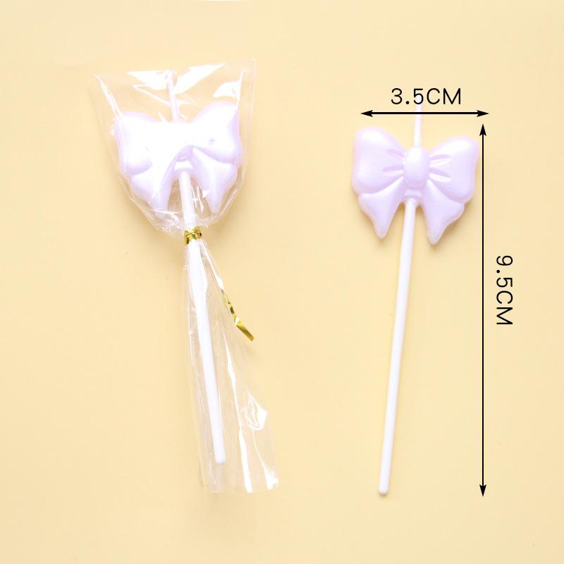Single Bow Candle Beautiful Cake Decoration Plug-in Pink and White Cartoon Lollipop Birthday Candle