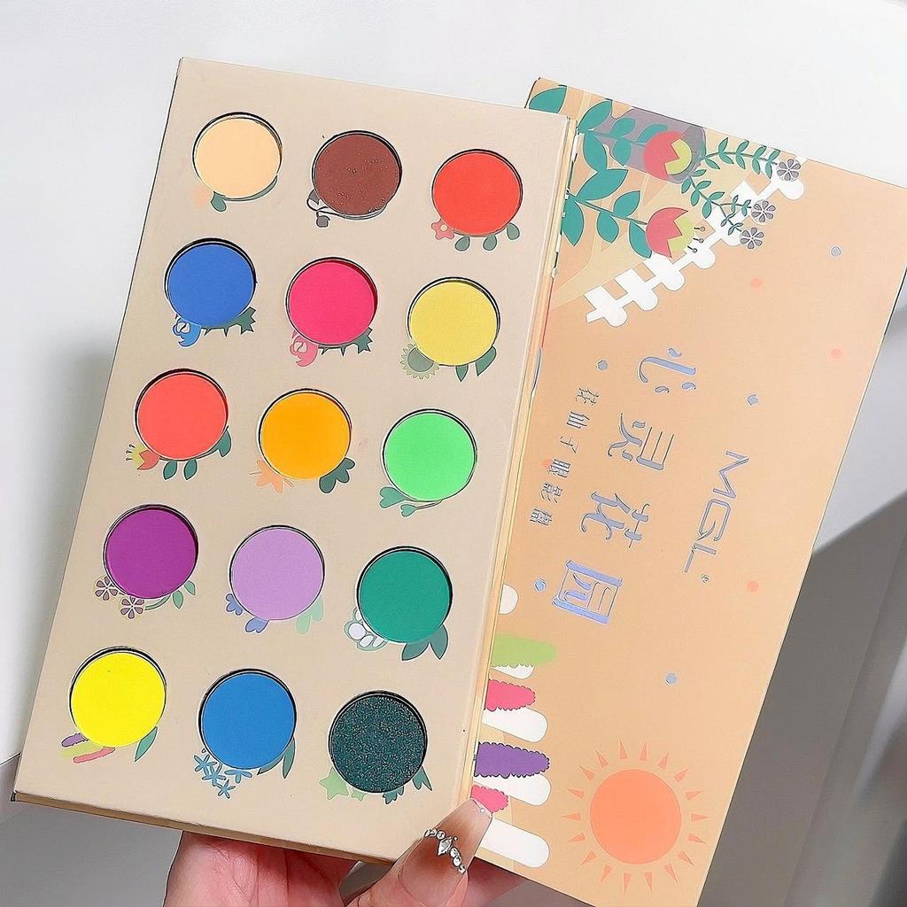 Dopamine 15 Colors Eyeshadow Palette Cool Sense of Rainbow Stage Makeup Cos Play Makeup Pearl Matte Student Makeup Eyeshadow Palette