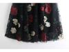 Women's French Retro Floral Embroidery A-Line Mesh Skirt for Spring/Summer