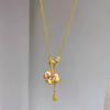 Vietnam Sand Gold Zodiac Horse Enamel Necklace: Women's Rocking Horse Pendant Clavicle Chain