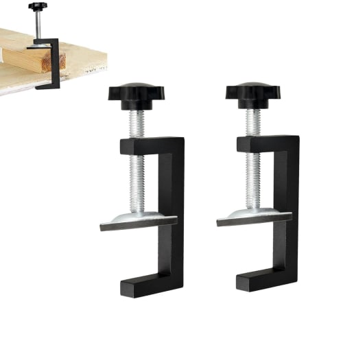 Set of 2 C-Shaped Shelf Clamps, Clamping Tools, Maximum Opening 57mm, Adjustable L-Shaped Brackets, Small Desk Clamps, Shelves, Folding Tables, Weldin