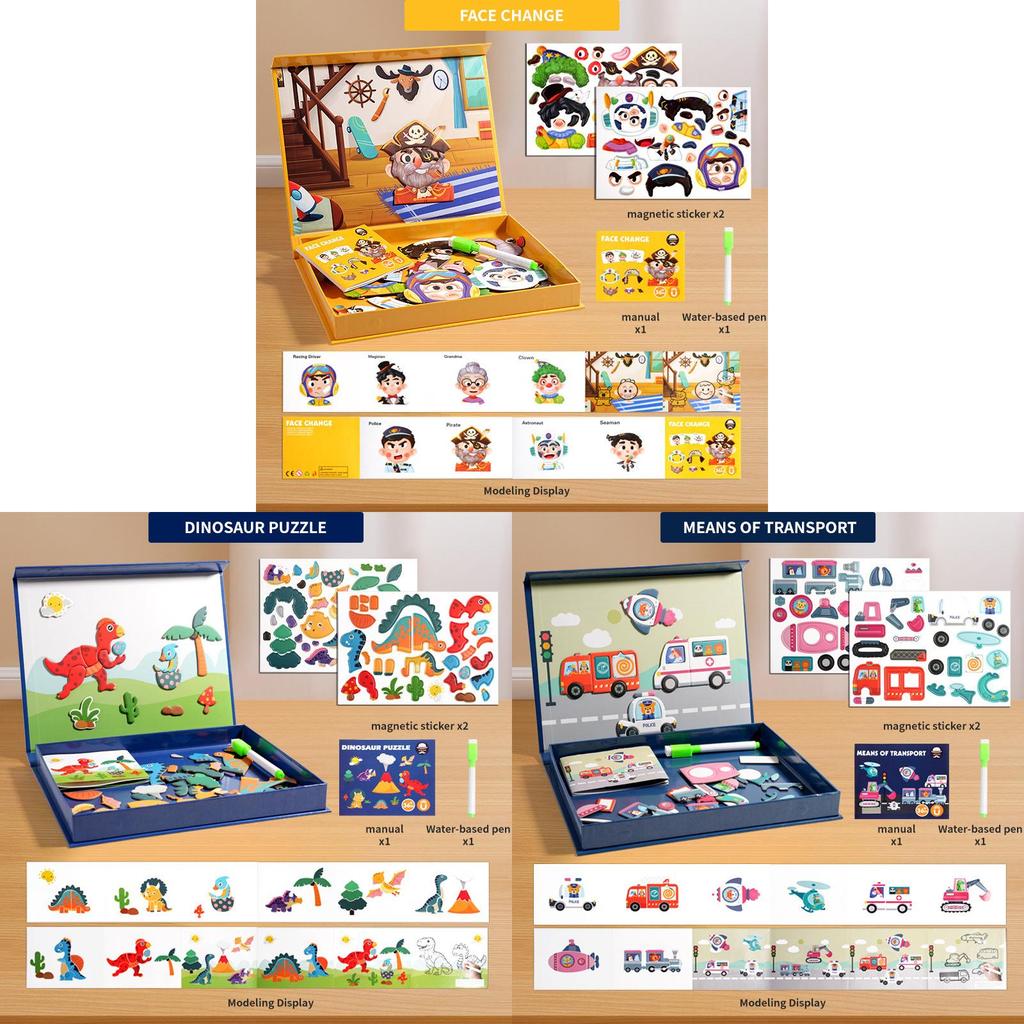 Wooden Childrens Puzzle With Magnetic Faces For Kids Ages 3 To 6 Educational Toy
