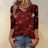 Women's Fashion Casual Christmas Tree Printed Round Neck Three-Quarter Sleeve T-Shirt Top