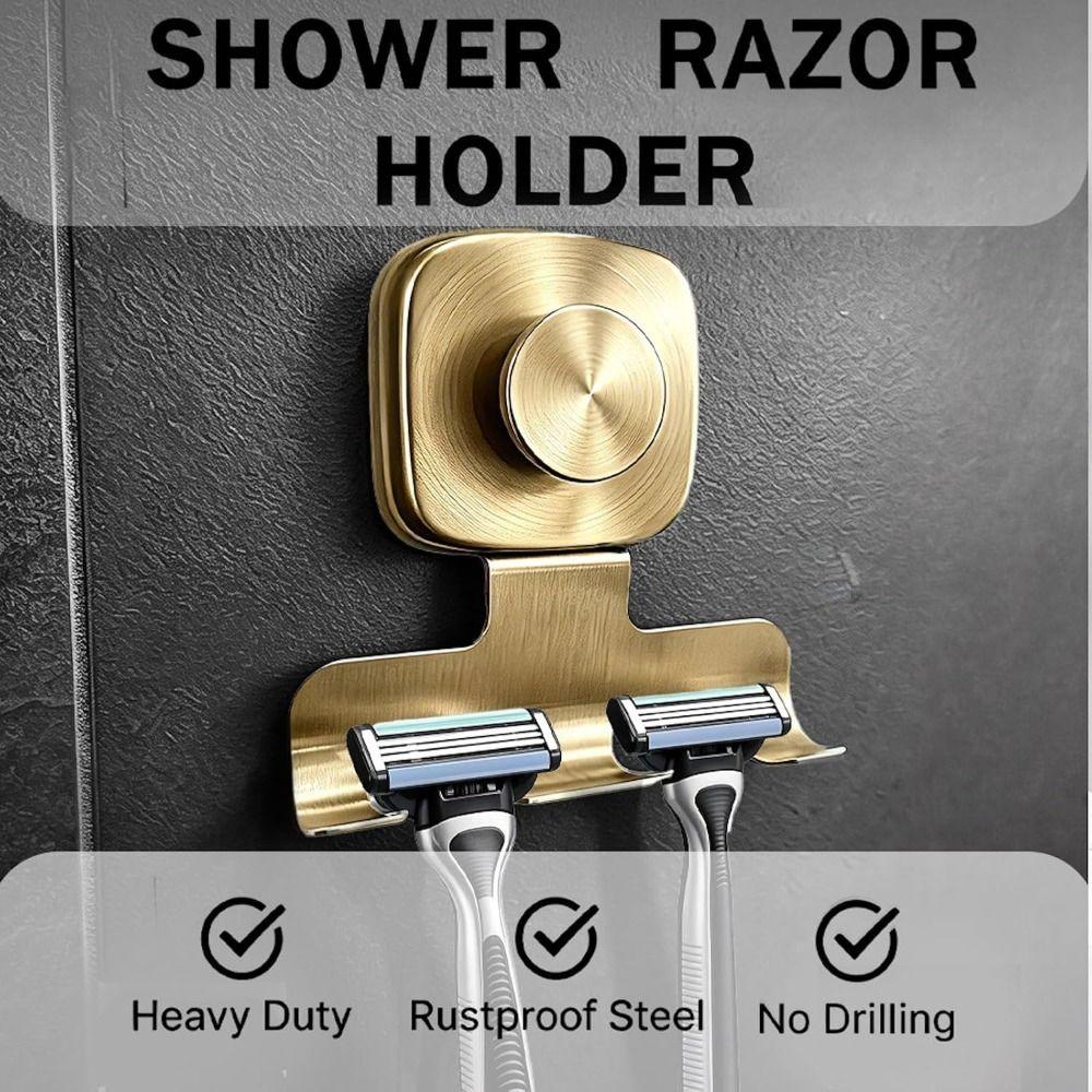 Square Suction Cup Razor Holder Removable Bathroom Shaver Hanger  Bathroom Wall Mount