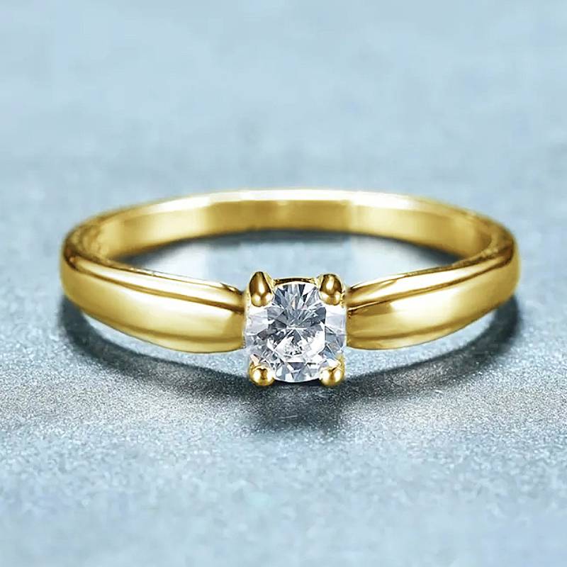 Huitan Einfacher Stil Damenring Eingelegt Glänzender Zirkonia Mode Party Vielseitig Verlobung Goldfarbe/Kupferfarbe Zubehör Schmuck 10 beige