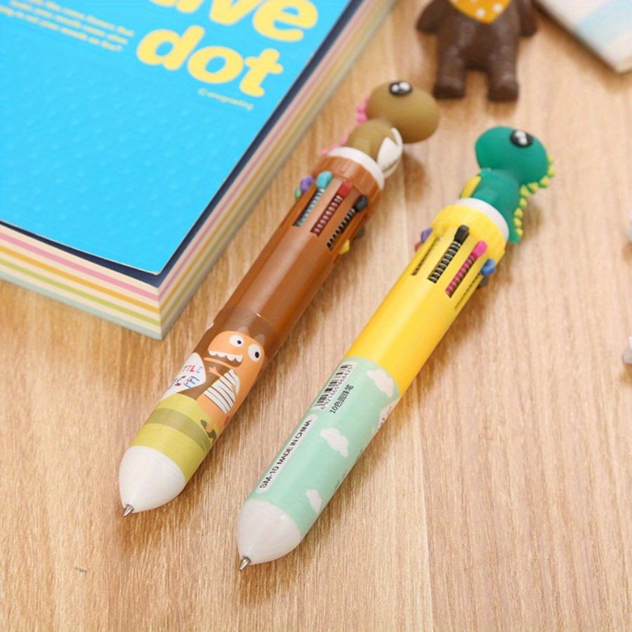 School season 10pcs 0.5mm creative stationery ten-color ballpoint pen cartoon color graffiti pen girl heart multi-color press ballpoint pen