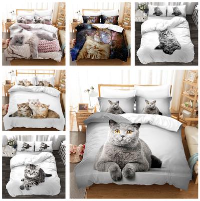 Home Bedding Set Pet Cat Print Bedroom Duvet Cover Pillowcase AU/EU/US Full Size Single/Double Bed