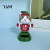 Miniature Holiday Desktop Ornaments Solar Powered Dancing Car Ornament, Creative Dashboard Christmas Cartoon Figure for Swing Figures Cars Auto