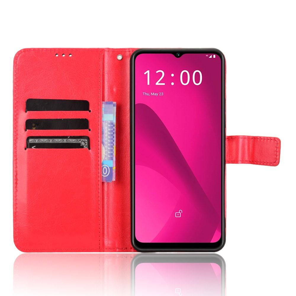 T Phone 2 5G Flip Case, Crazy Horse Wallet, Red