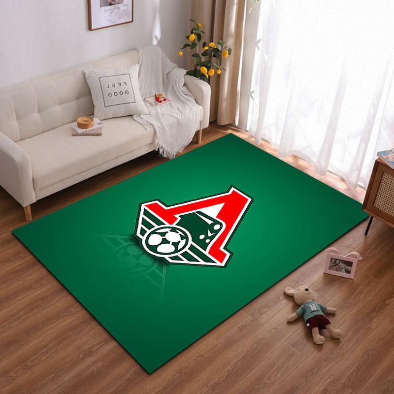 Red Train Logo on Green Background suitable as a non-slip mat for the living room or bedroom sofa