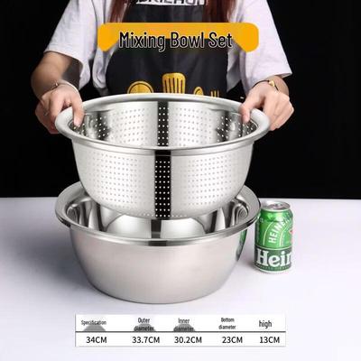Xīhé Stainless Steel Round Basin & Colander Set