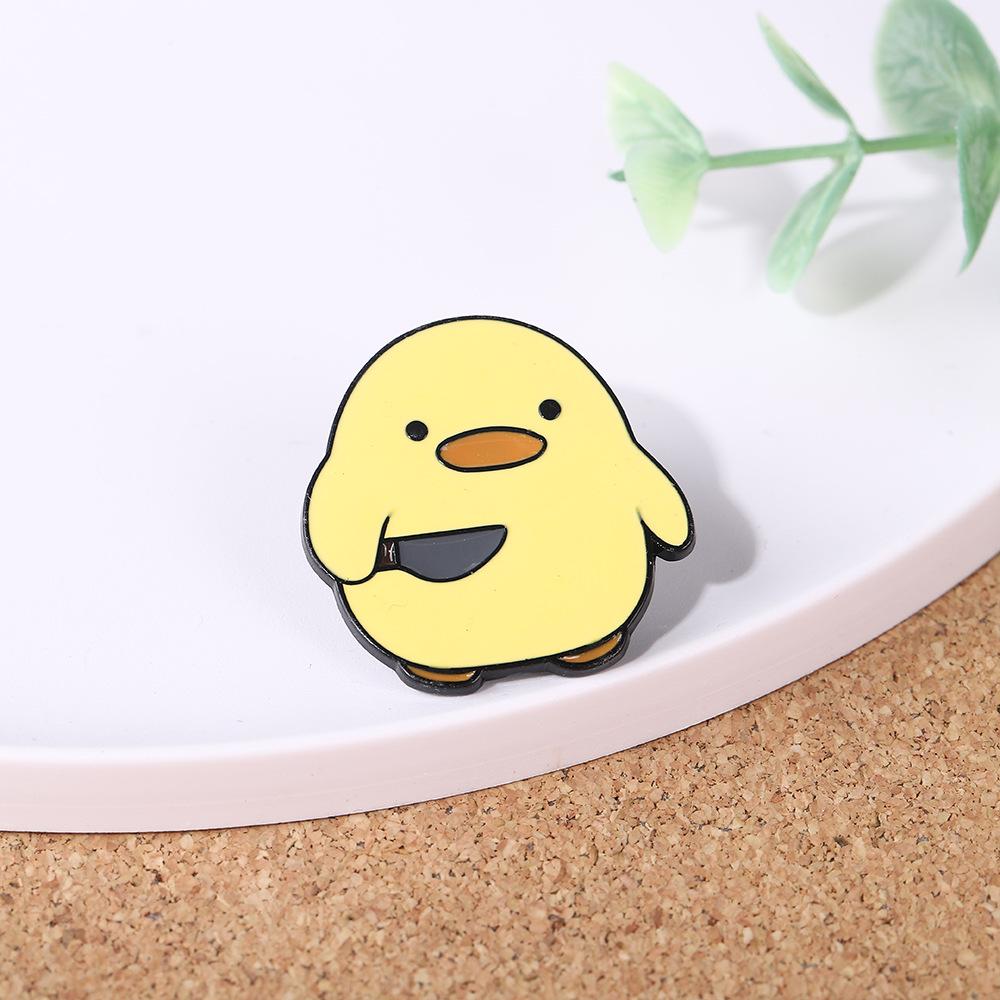 Little Yellow Duck Brooch Cute Japanese ins Style Cartoon Oil Dripping Metal Badge Accessories