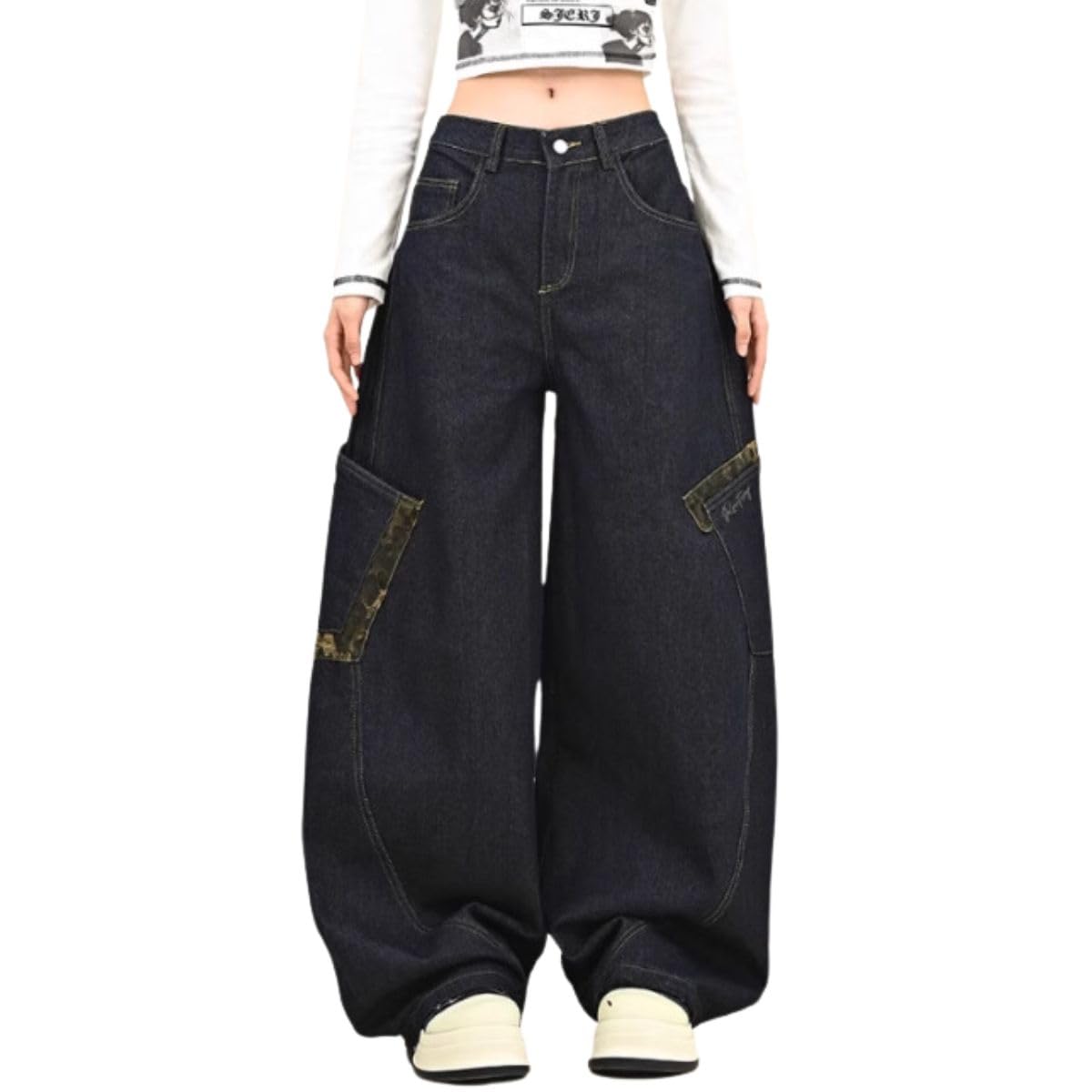 

Belle Cie Women s Barrel Leg Leopard Print Denim Jeans (ST/No. 22092) (JP, Alphabet, XL, Navy)