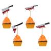 12/24pcs Glitter Bloodstain Knife Cupcake Topper Halloween Cake Decor Halloween Party Decoration Food Baking Bread Fruit Picks