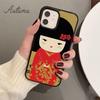 Kawaii Kokeshi Handyhülle für iPhone 11 12 13 14 Pro Max Mini X XR XS SE 2020 SE 6S 7 8 Plus Samsung Galaxy S21 S22 Hülle