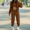 2025 Spring Women's Solid Color Hoodie & Casual Sport Pants 3-Piece Set