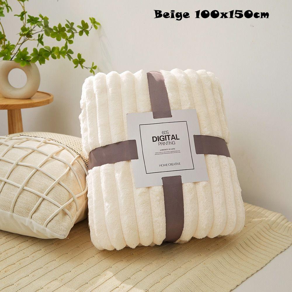 New Double Sided Warm Blanket Skin-Friendly Warm Conditioning Quilt Breathable Solid Color Striped Blankets