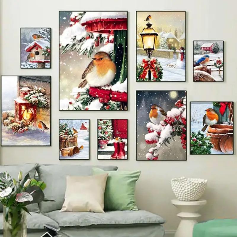 Christmas Wall Art Canvas Painting Poster Print Wall Pictures Kids Room Home Decoration NO FRAME
