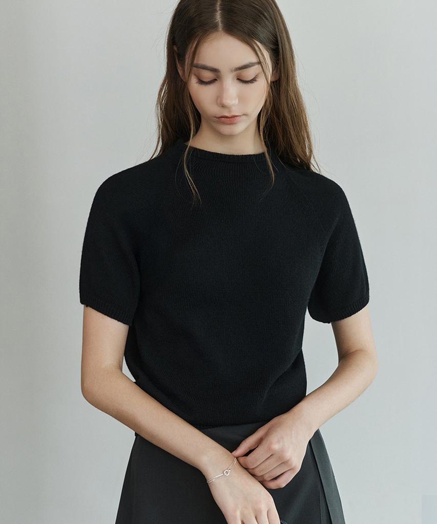 NON AND NON Half-Neck Wool Whole Garment Short Sleeve Knit_Nfkn6578