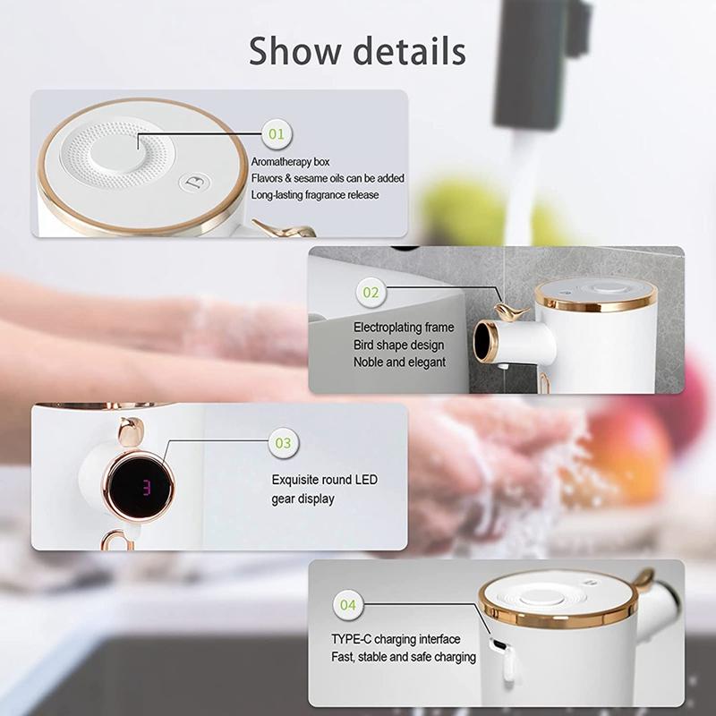 Automatischer Schaumseifenspender, berührungsloser elektrischer Seifenspender, automatisch einstellbarer Seifenspender für Küche und Bad