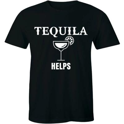 Unisexs Tequila Helps T Shirt Funny Mexico Drinking Taco Tuesday Margarita Vintage Top For Everyday Wear Comfortable