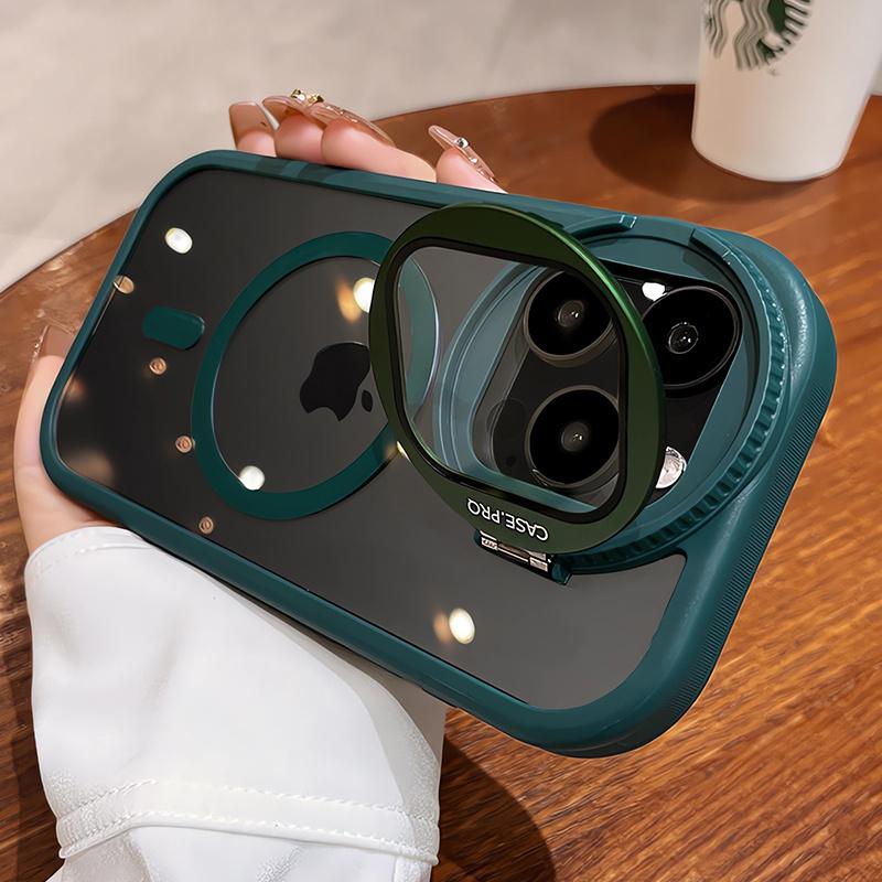 Camera Protection Stand Holder Phone Cases For iPhone 16 15 14 12 13 11 Pro Max Plus For Magsafe Magnetic Wireless Charge Cover