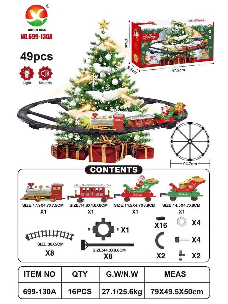 Cross-Border Christmas Electric Train Set with Lights & Music