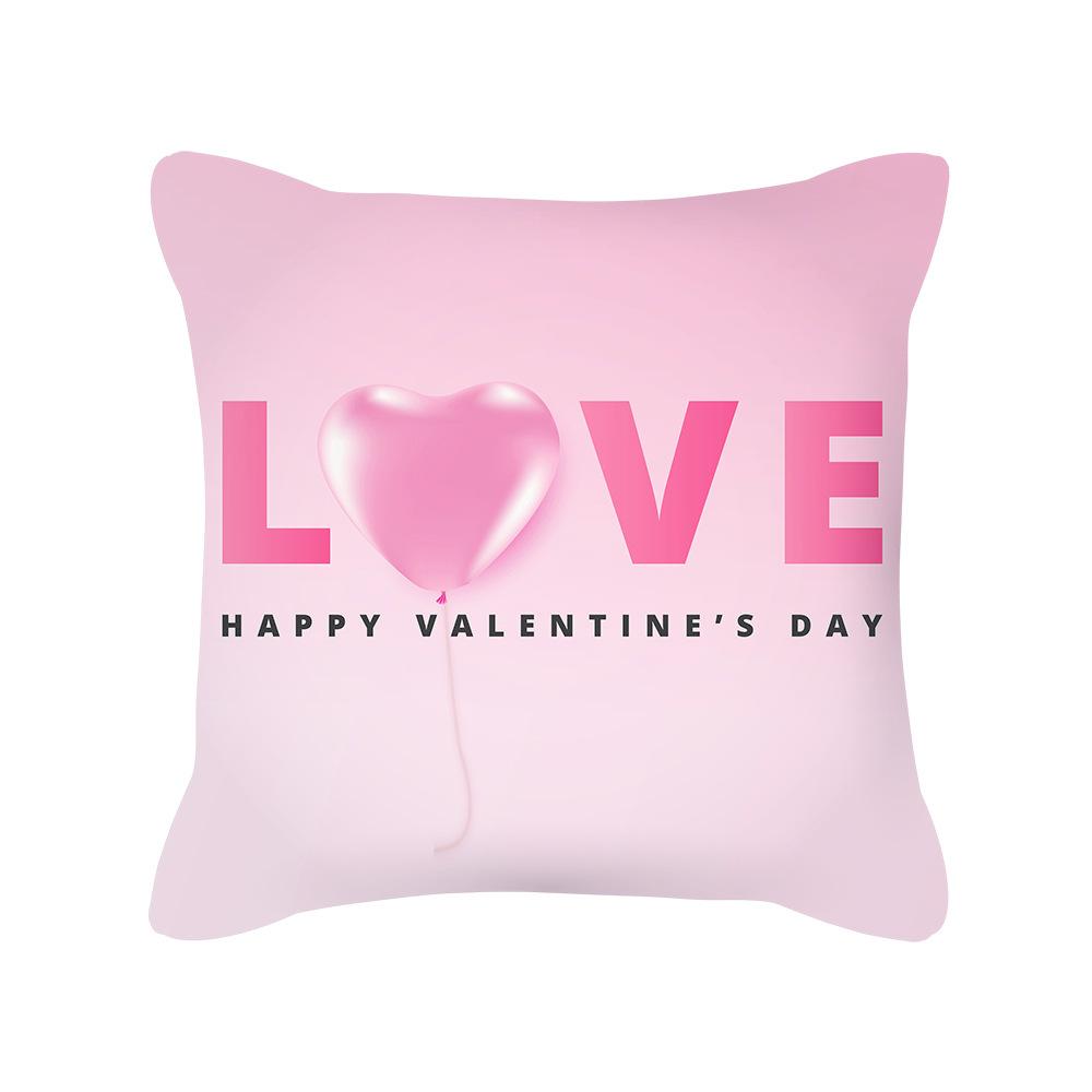 Peach Skin Pillowcase Valentine's Day Pillowcase Pink Heart-shaped Pillow Romantic Series Home Decoration Sofa Cushion Cover