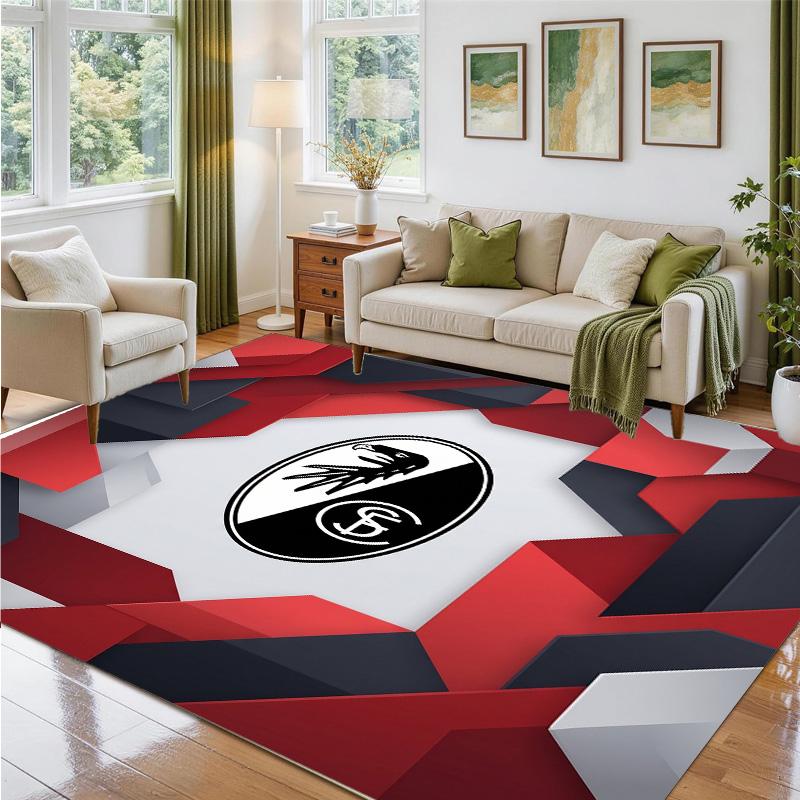 SC Freiburg FC Design Crystal Velvet Rug Soft Decorative Mat for Bedroom Entrance
