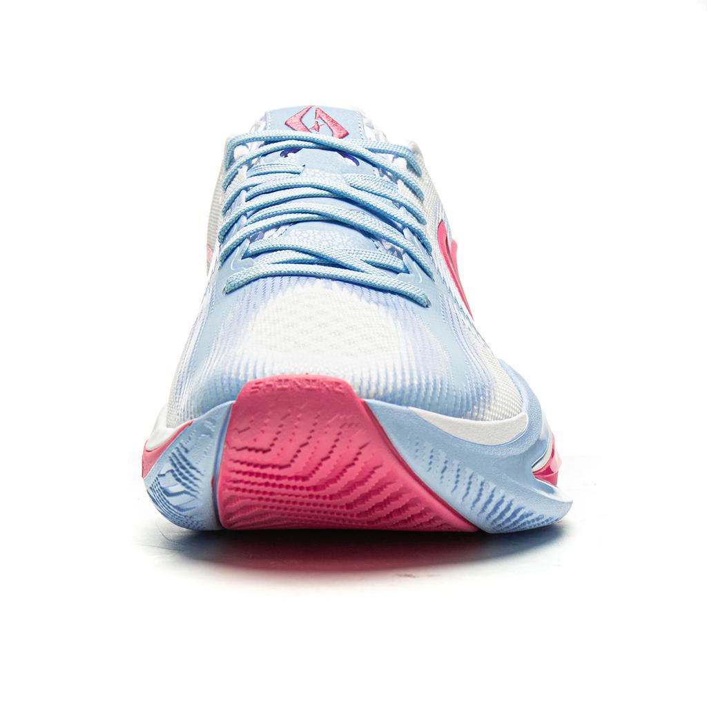 Li Ning Cushioning Slip Resistant Abrasion Resistant Breathable Rebound Grip Low top Basketball Shoes Men's White Blue ABAW007-1