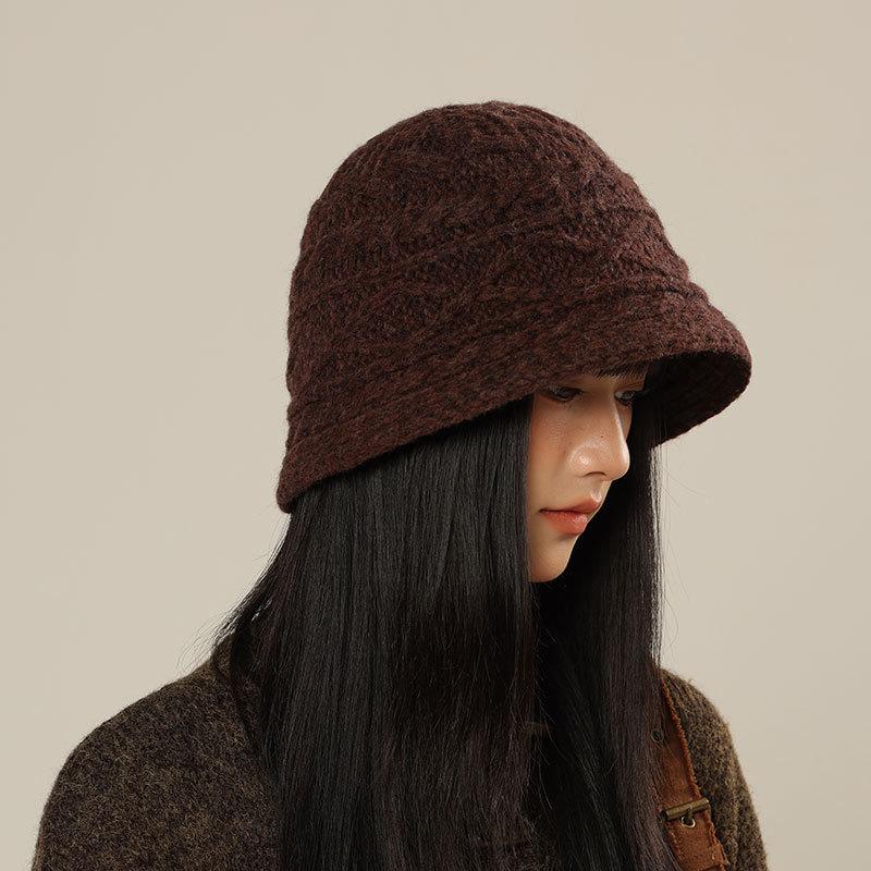 Women's Bucket Hat Knitted Fisherman Cap Autumn Winter Hats For Women Solid Color Casual Foldable Bob New
