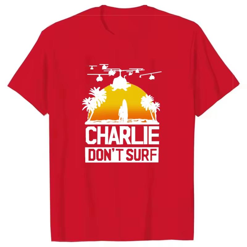 Charlie Not Surfing T-Shirt Unisex Modernes Offenbarungsfilm-Muster Aufgedrucktes T-Shirt Mode Vielseitig Reines Baumwoll-T-Shirt